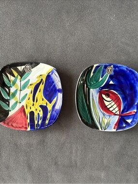 VTG Stavangerflint Norway Inger Waage Handpainted Plates Set (2) MCM